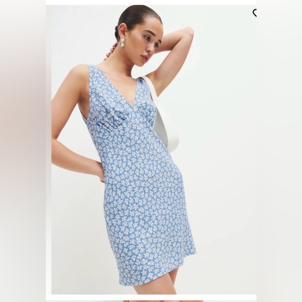 Reformation Calix Dress in Blue Hawaii